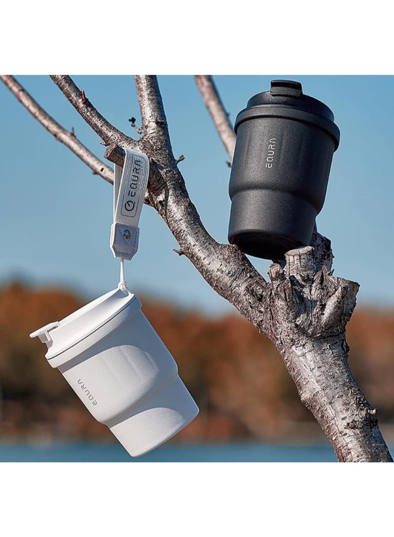 EQURA Insulated Tumbler 450mL Capacity Stainless Steel Inner SUS316, Outer SUS304 Keeps Drinks Cold 10 Hours Warm 8 Hours Durable Food Grade Perfect for Outdoor Travel, Car, Work، Daily Use , White Color  - Image 3