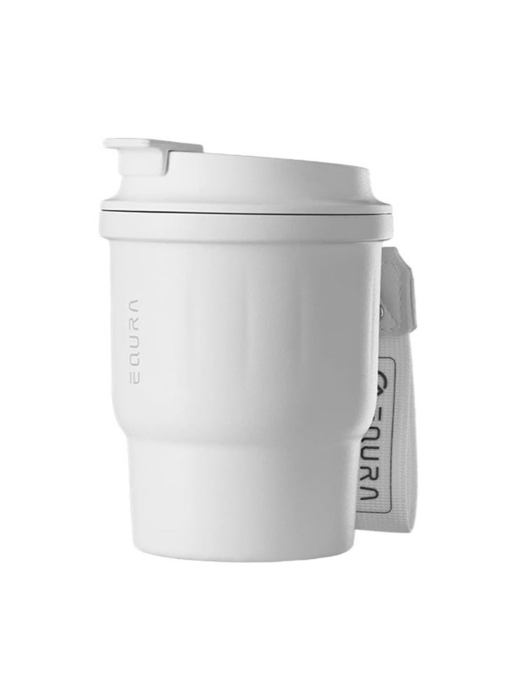 EQURA Insulated Tumbler 450mL Capacity Stainless Steel Inner SUS316, Outer SUS304 Keeps Drinks Cold 10 Hours Warm 8 Hours Durable Food Grade Perfect for Outdoor Travel, Car, Work، Daily Use , White Color  - Image 1