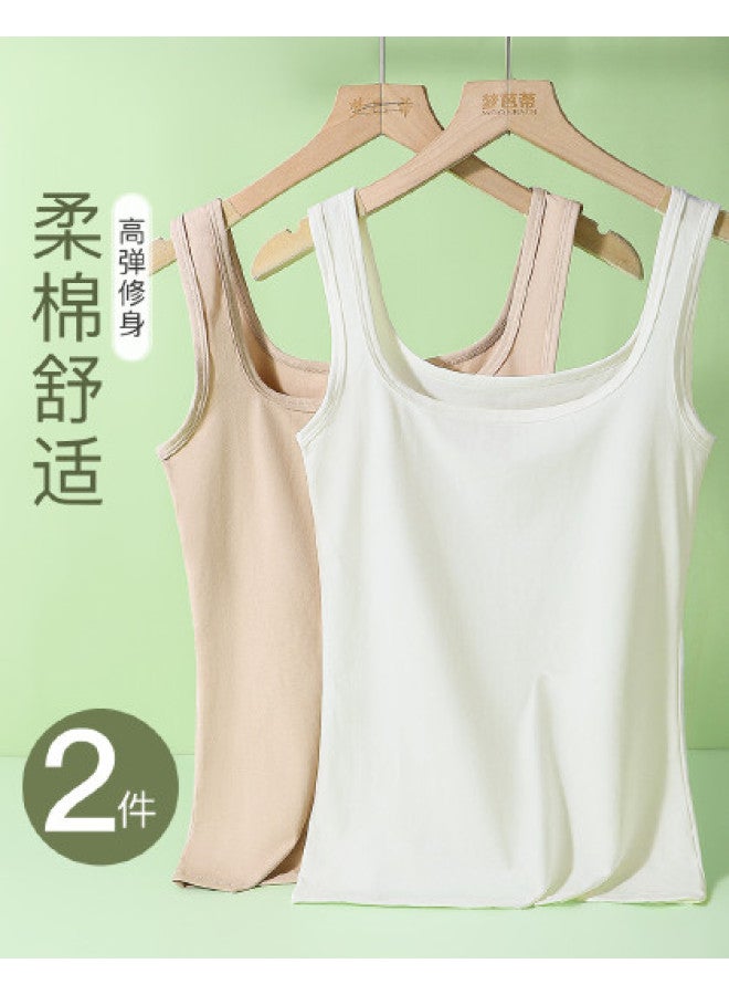 Moonbadi Cotton Soft Skin-Friendly Comfortable Undershirt Camisole For Women, Seamless Round Neck Fashion Versatile Wearable As Outerwear - Image 1