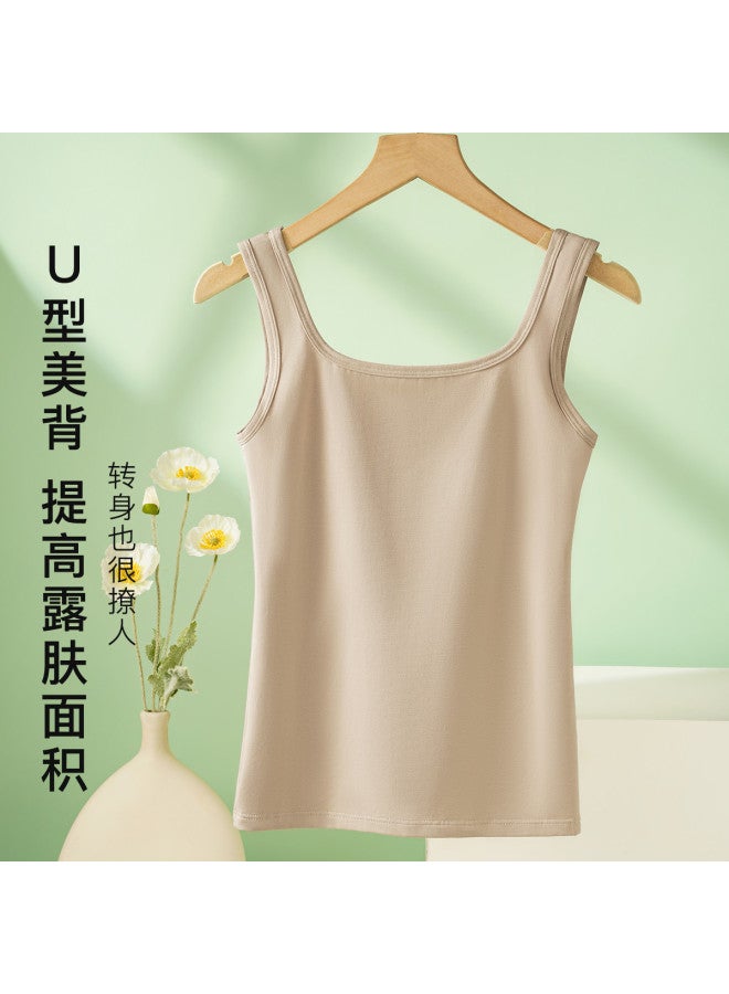 Moonbadi Cotton Soft Skin-Friendly Comfortable Undershirt Camisole For Women, Seamless Round Neck Fashion Versatile Wearable As Outerwear - Image 3