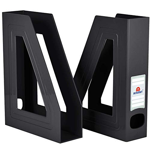 Acrimet Magazine File Holder, Durable Rack, Space-Saving Organizer (Plastic) (Black Color) (2 pack) - Image 2