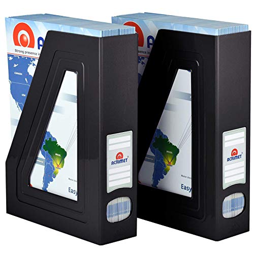 Acrimet Magazine File Holder, Durable Rack, Space-Saving Organizer (Plastic) (Black Color) (2 pack) - Image 3