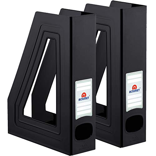 Acrimet Magazine File Holder, Durable Rack, Space-Saving Organizer (Plastic) (Black Color) (2 pack) - Image 1