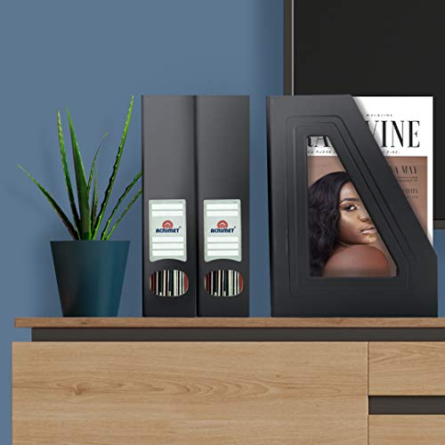 Acrimet Magazine File Holder, Durable Rack, Space-Saving Organizer (Plastic) (Black Color) (2 pack) - Image 4