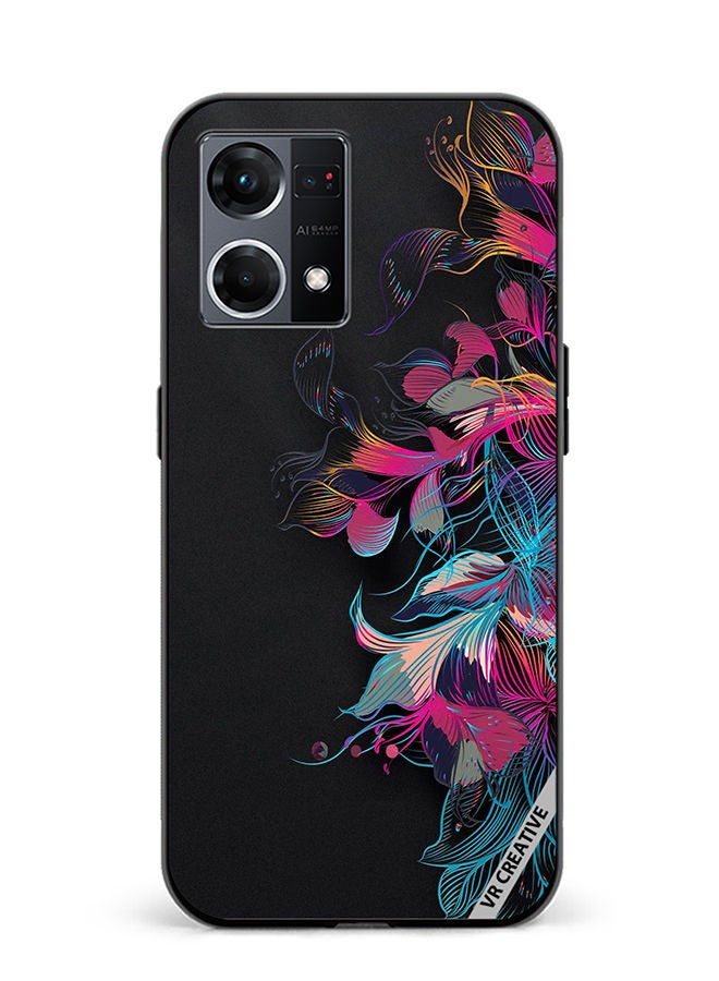 VR CREATIVE غطاء حماية لهاتف أوبو رينو8 4G بتصميم زهور متعدد الألوان - Image 1