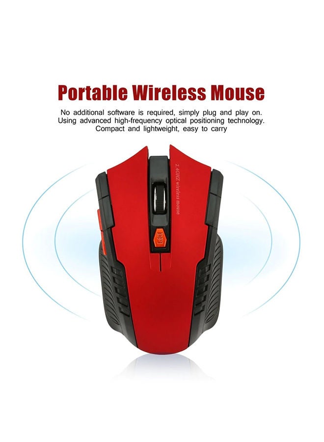 Loquat 2.4Ghz Wireless Mouse With USB Adapter Red - Image 2