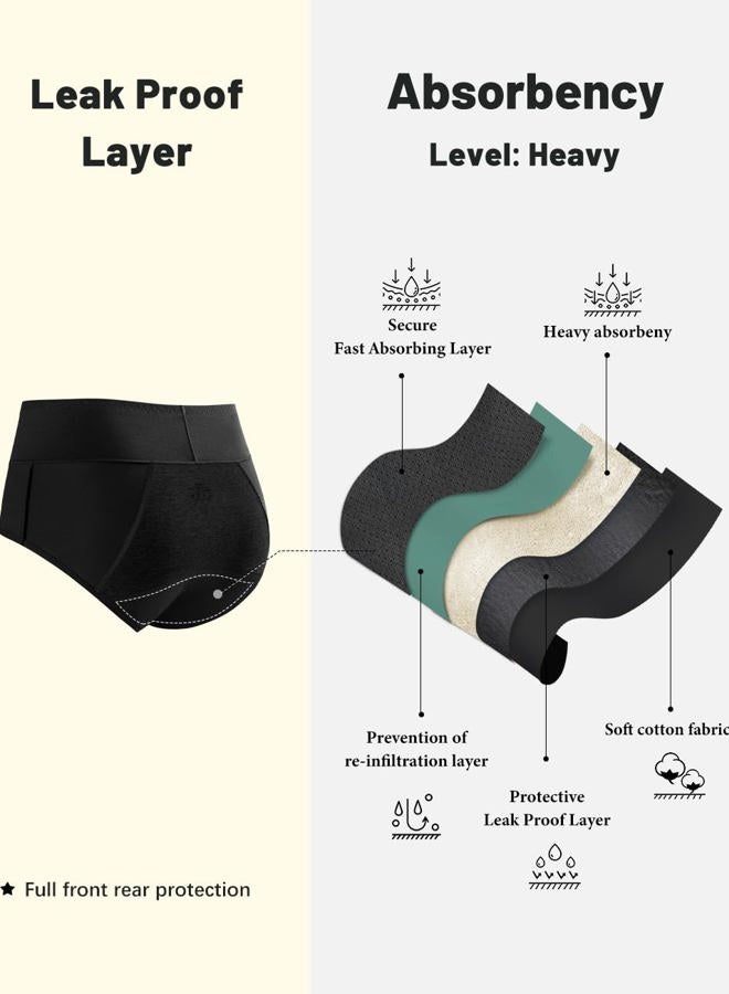 Molasus Incontinence Underwear for Women High Absorbency Period Leakproof Cotton Underwear Heavy Flow Menstrual Protective Panties Bladder Control Briefs 3 Pack,Multicolor,Large - Image 4