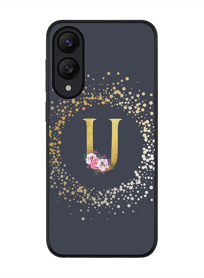 Stylizedd For Samsung Galaxy S25 Edge Case,Slim fit Camera Protection, Shockproof Thin Phone cover  - Custom Monogram Floral - U  (Grey )