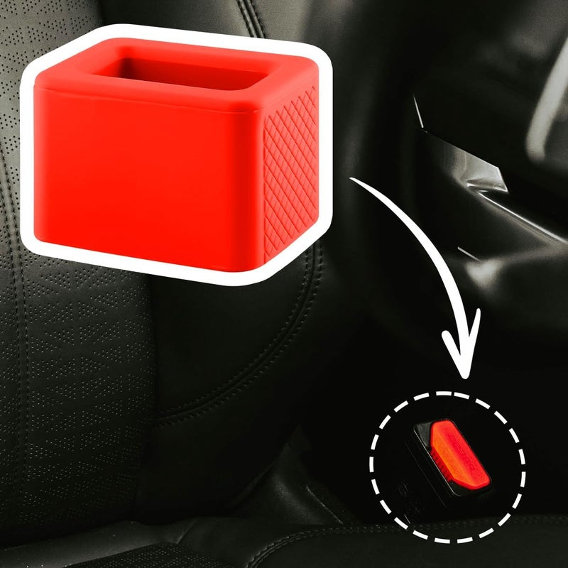 Thyonta Silicone Car Seat Belt Clip Holder - Durable Booster Seatbelt Retainer in Red - Image 4