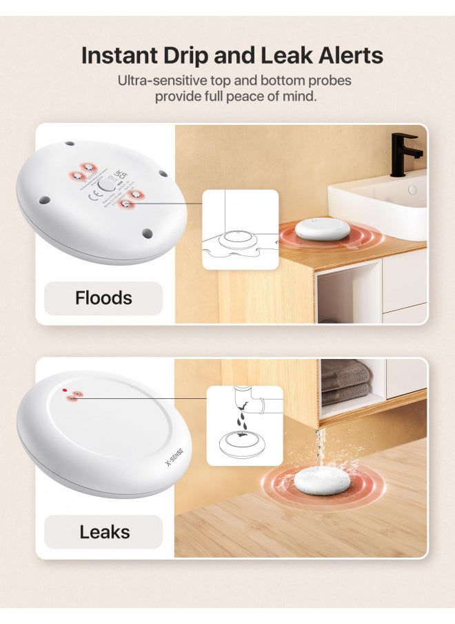 Generic - X-Sense Wi-Fi Water Leak Detector Kit, Smart Water Sensor Alarm with App Alerts and Ultra-Slim Design, Water Alarm Leak Detector for Basements, 4 Water Sensors and 1 Base Station, Model SWS0A41 - Image 1