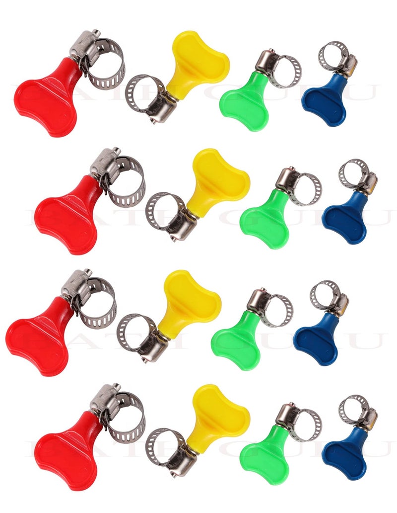 BATH GURU Stainless Steel Hand Adjustable Worm Gear Key Type Hose Clamps .75, 1, 1.25, 1.5 Inch Gas Water Tap Garden Pipe Clamp Clips for Plumbing & Multi Uses (Pack Of 16, Multi Sizes) - Image 1