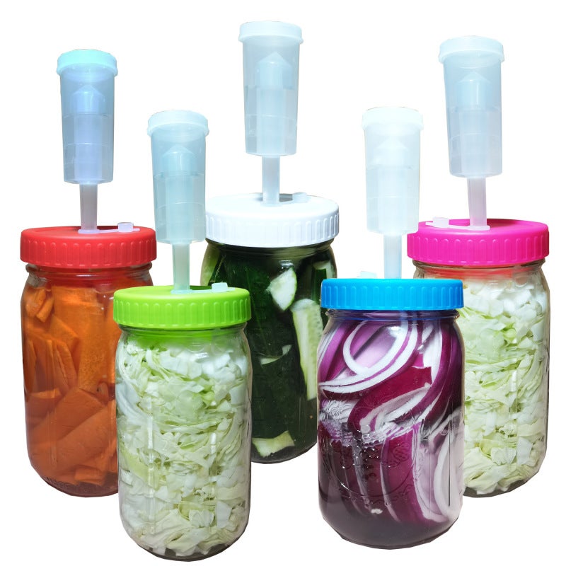 Wide Mouth Fermentation Lids: 5 Pack Premium Silicone Ring Tight Seal - Sturdy Fit For All Wide Mouth Mason Jars For Fermenting Sauerkraut, Kimchi And Pickled Foods - Image 1