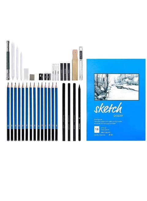 35-Piece Sketching Charcoal Pencil Set Sketch Paperbook Artists Drawing Shading Artwork