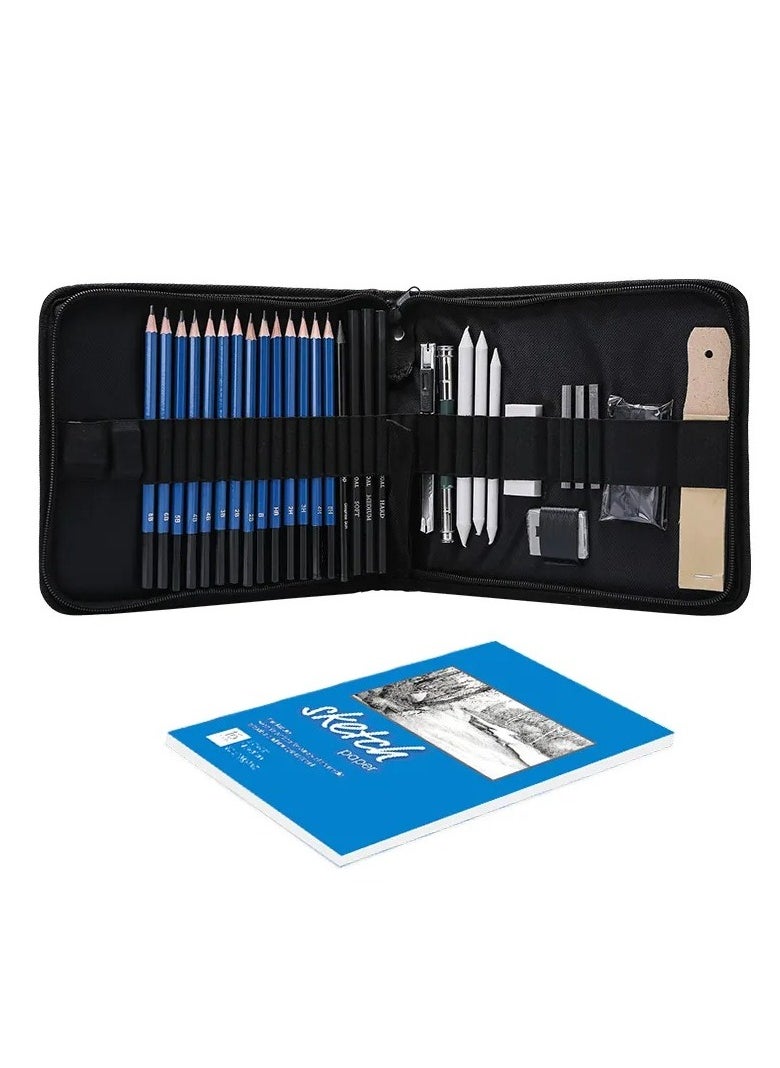 AMBERJACK - 35-Piece Sketching Charcoal Pencil Set Sketch Paperbook Artists Drawing Shading Artwork - Image 1