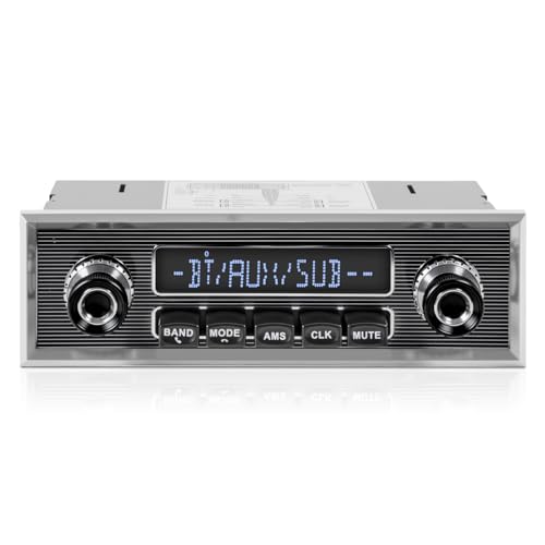 VOXXBASS Retro Vintage Radio for Classic Vehicle - Single Din Bluetooth Car Stereo with AM FM USB AUX EQ Subwoofer RCA Output - Image 1