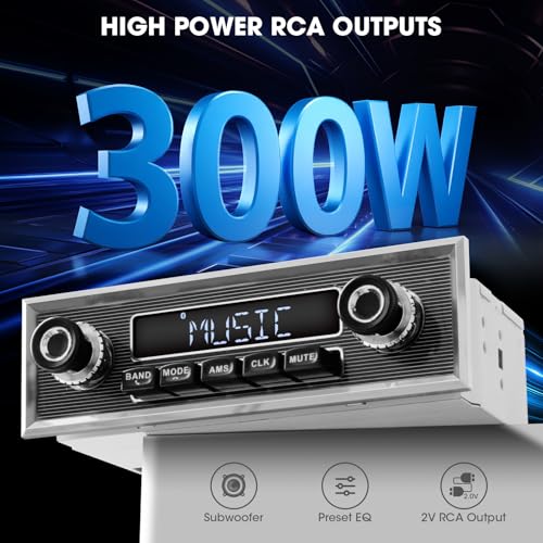VOXXBASS Retro Vintage Radio for Classic Vehicle - Single Din Bluetooth Car Stereo with AM FM USB AUX EQ Subwoofer RCA Output - Image 5