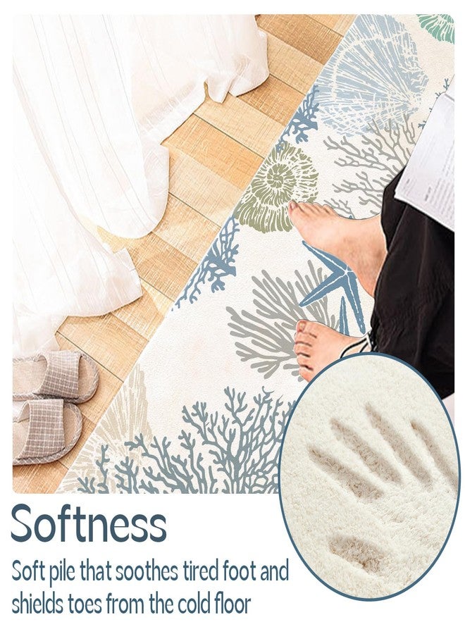 BBSET Coastal Beach Bathroom Rug - 16"x47"Nautical Non-Slip Mat with Seashell Decor for Bathrooms Long Soft Plush Sea Ocean Runner Rugs - Image 3