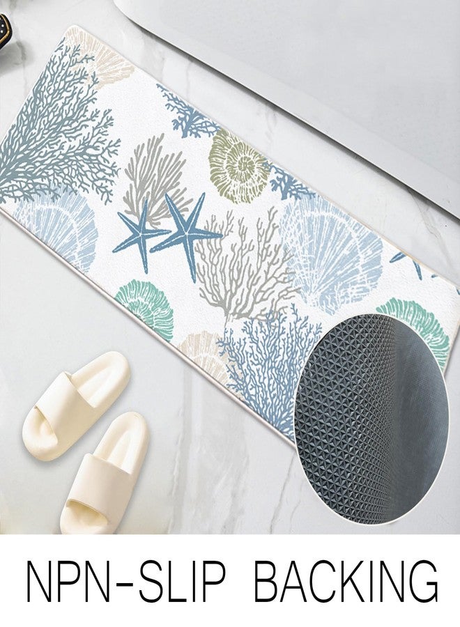 BBSET Coastal Beach Bathroom Rug - 16"x47"Nautical Non-Slip Mat with Seashell Decor for Bathrooms Long Soft Plush Sea Ocean Runner Rugs - Image 4