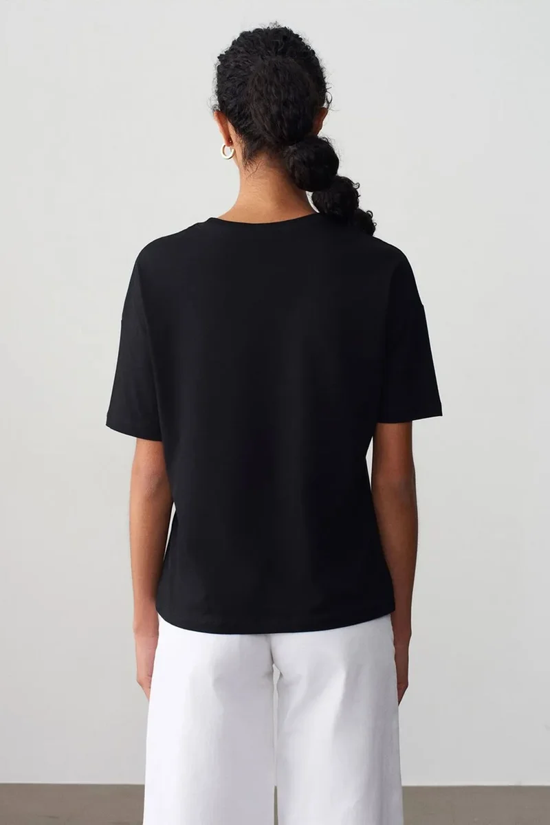 Dilvin Black DILVIN Women's Cotton Crew Neck T-Shirt for Women | Best Price UAE