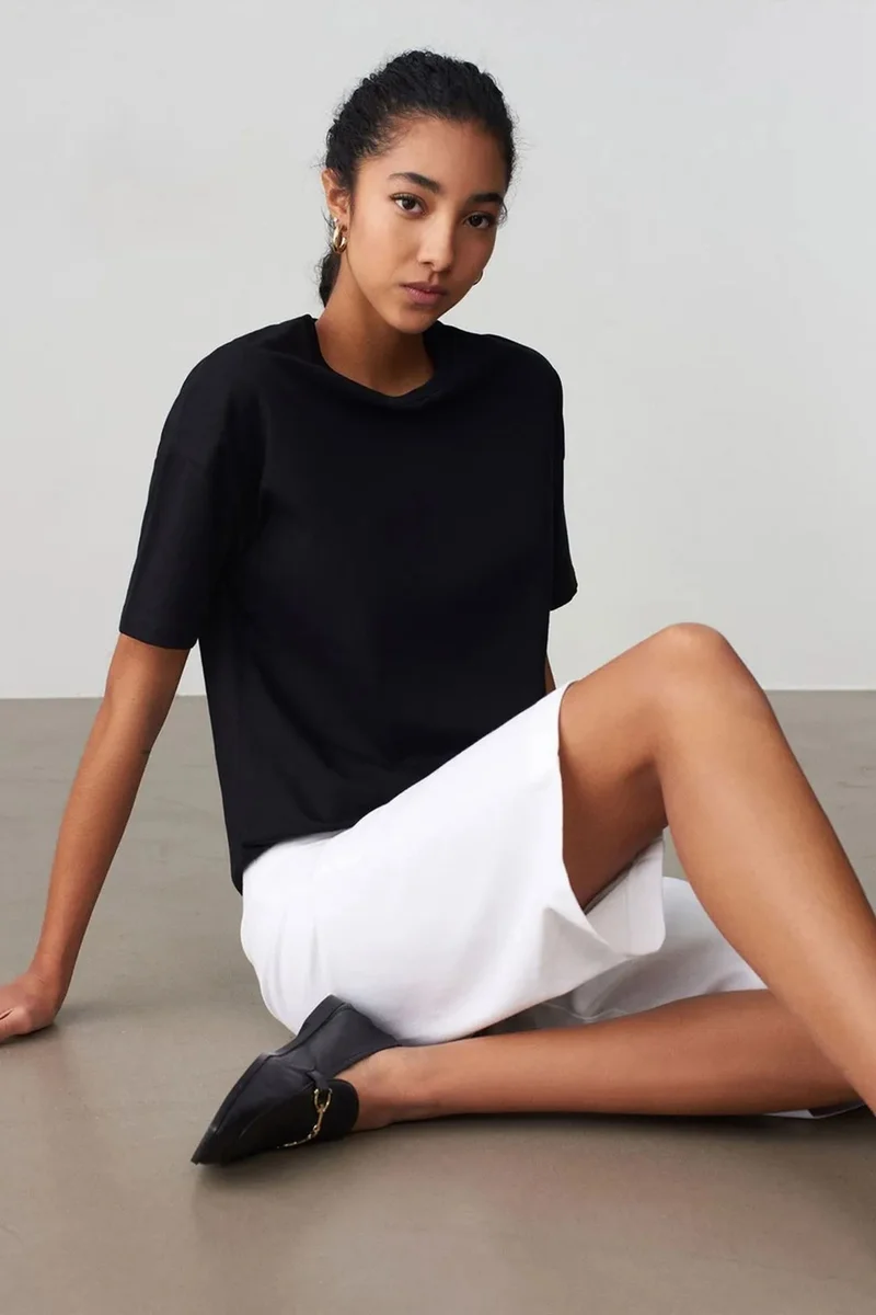 Dilvin Black DILVIN Women's Cotton Crew Neck T-Shirt for Women | Best Price UAE