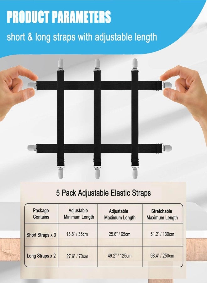 CUNGLIN Tablecloth Clips for Outdoor Thick Tables Hidden Strap 5 Pack, Adjustable Elasticity Picnic Table Cloth Holder Clip Large Clamp for Bench Cover Party Restaurant Camping RV Essential Accessory Black - Image 4