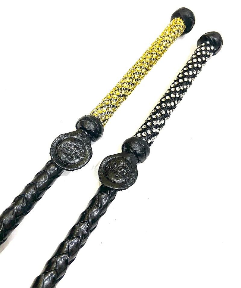 PETS TRIANGLE 27" Leather Riding Crop Stick Crystal Handle (Pack of 2) - Image 2