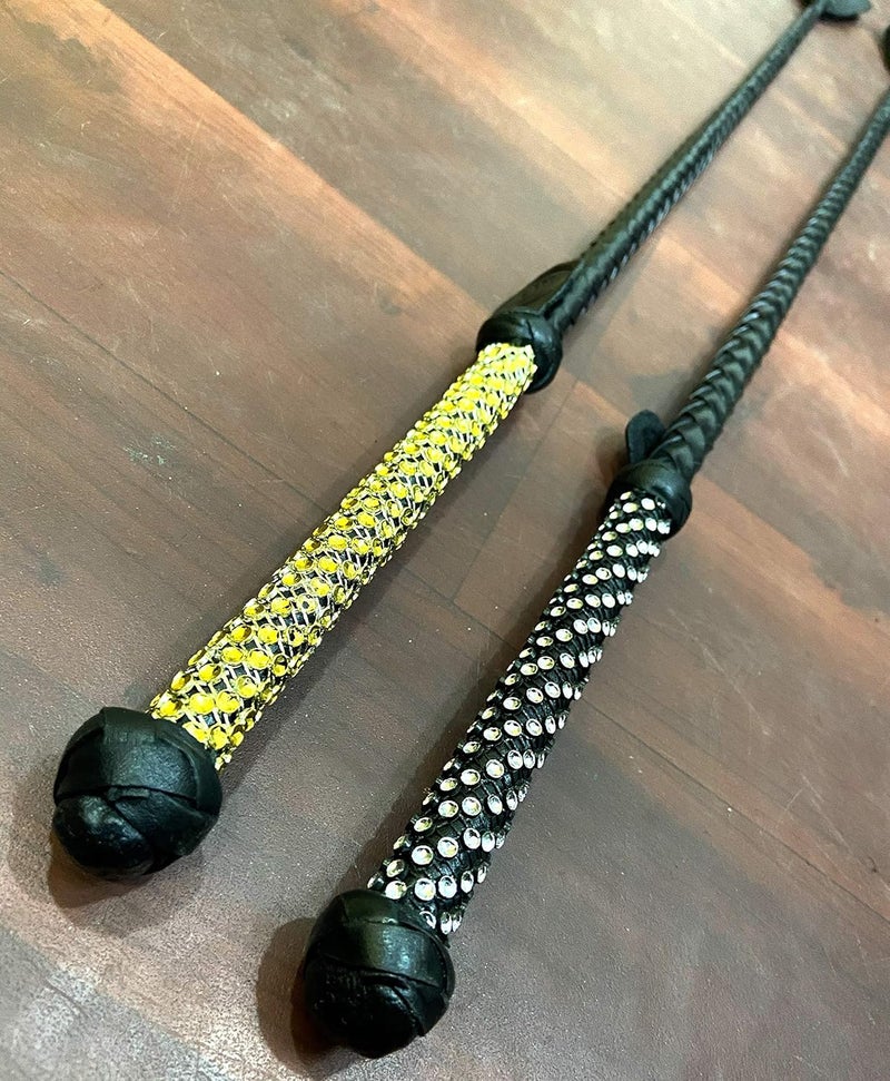 PETS TRIANGLE 27" Leather Riding Crop Stick Crystal Handle (Pack of 2) - Image 3