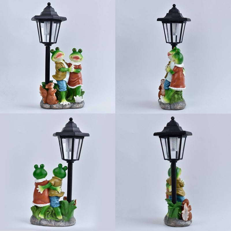 Creative Couple Frog Solar Statue Light Resin Craft Decor for Outdoor Garden Lawn Ornament - Image 4