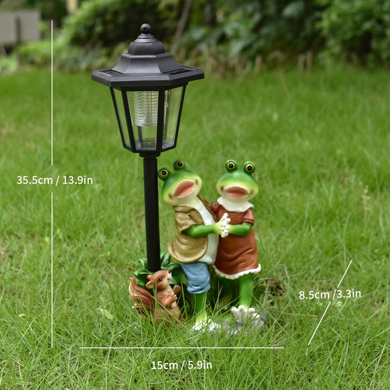 Creative Couple Frog Solar Statue Light Resin Craft Decor for Outdoor Garden Lawn Ornament - Image 5