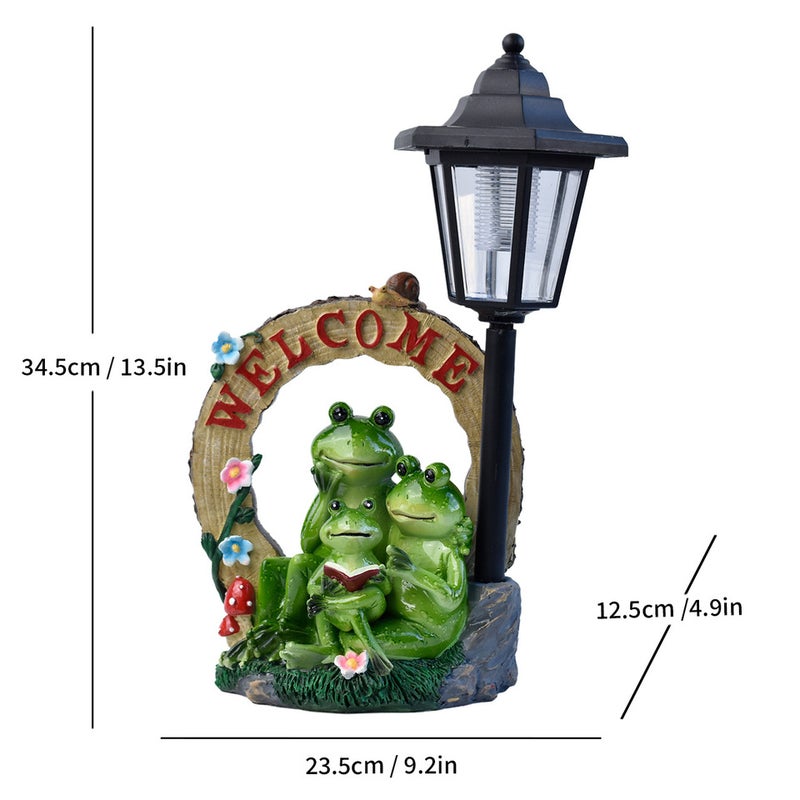 Creative Couple Frog Solar Statue Light Resin Craft Decor for Outdoor Garden Lawn Ornament - Image 1