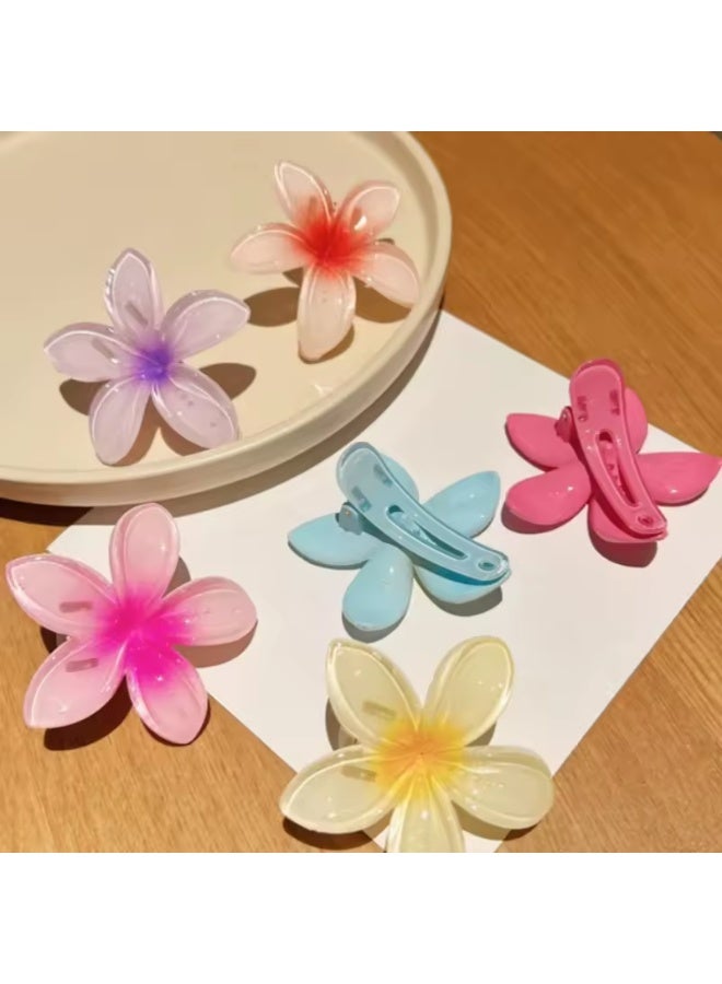 GoodBuy Set of six trendy Shiny Flower Hair claws Clips – 6 Vibrant Colors for Stylish Girls - Image 3