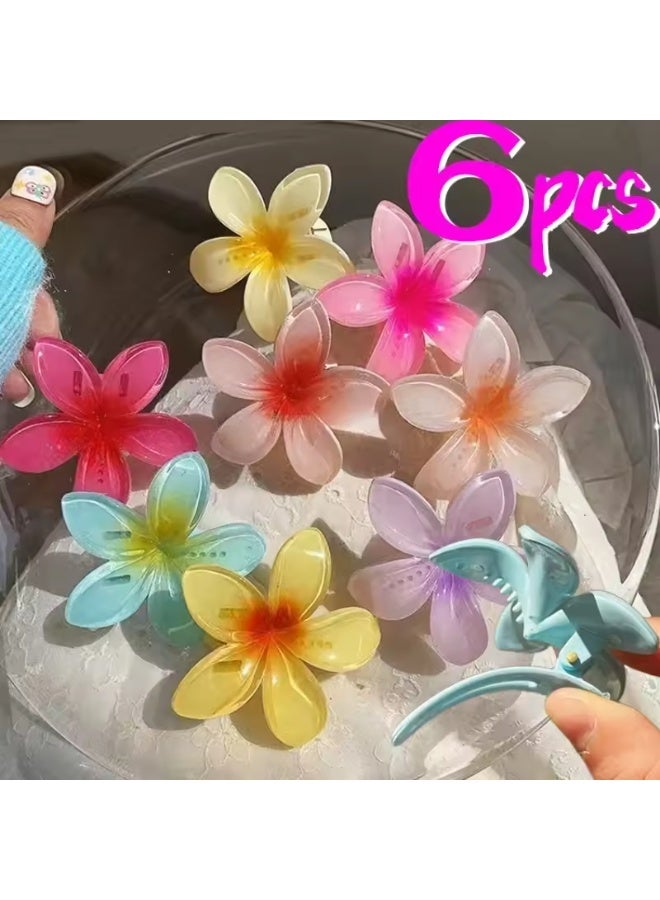 GoodBuy Set of six trendy Shiny Flower Hair claws Clips – 6 Vibrant Colors for Stylish Girls - Image 2