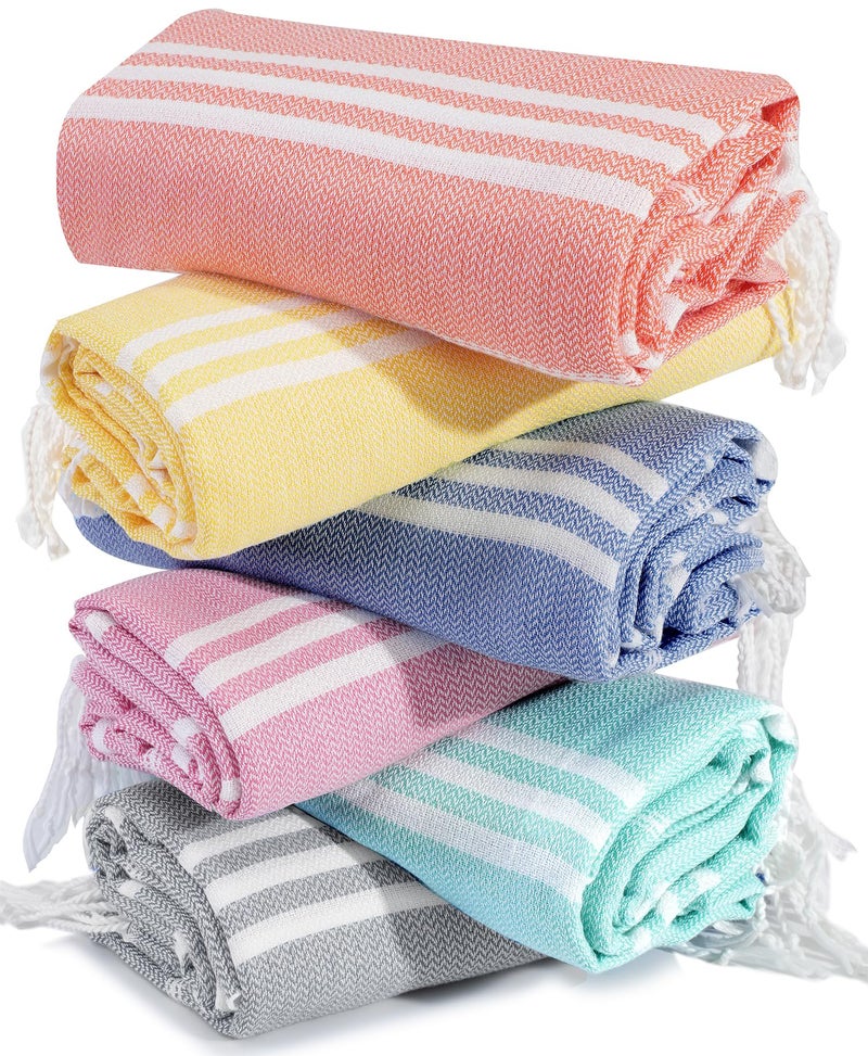 Antfuny 6 Packs Oversized Turkish Beach Towels Set Vacation Essentials Bulk Extra Large Sand Free Quick Dry Clearance Swim Bath Camping Pool Towel Travel Blanket Adult Cruise Accessories Vacation Stuff - Image 2