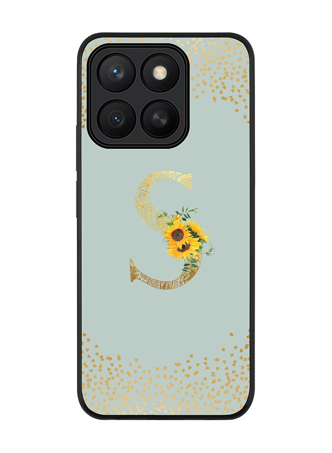 Stylizedd For Honor X8c Case,Slim fit Camera Protection, Shockproof Thin Phone cover  - Custom Floral Monogram - S  (Light Grey )