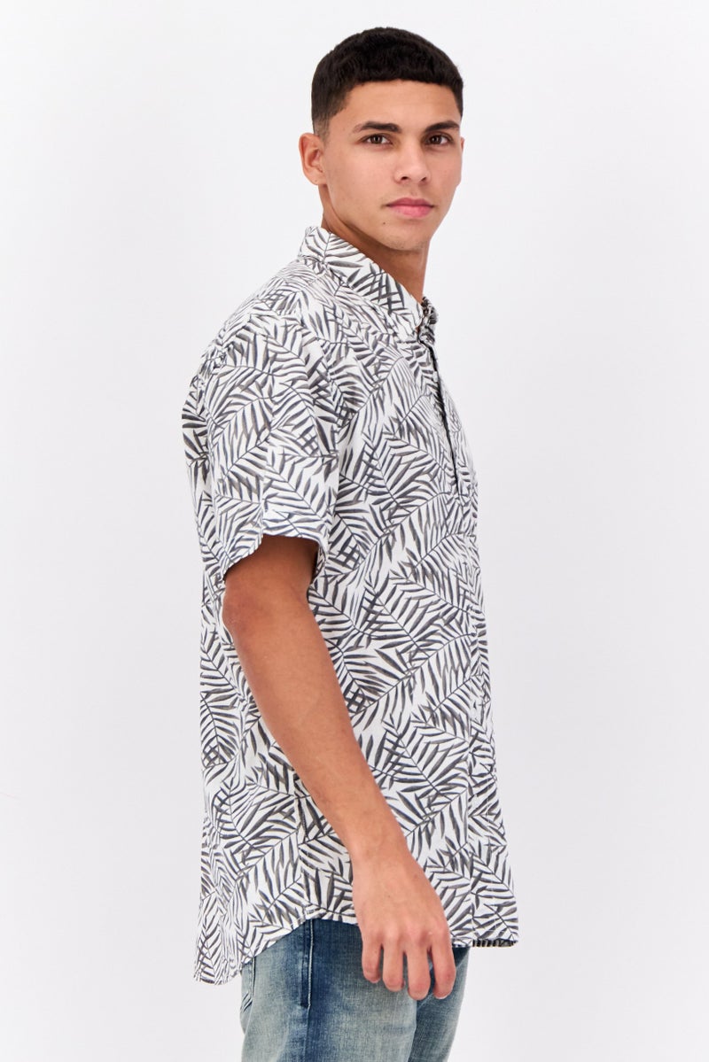 Peter Werth Men Regular Fit Short Sleeve Allover Printed Casual Shirt, White - Image 2
