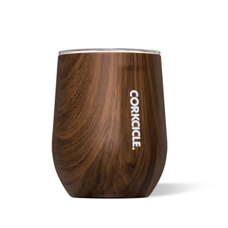 CORKCICLE كوب نبيذ غير مزود بساق من كورتككل - يحافظ على المشروبات باردة لمدة 6 ساعات وساخنة لمدة 3 ساعات - مصنوع من الفولاذ المقاوم للصدأ - سهل الإمساك - هدية لمشروبات الصيف - يحافظ على المشروبات مثلجة - 12 أونصة - خشب الجوز - Image 1