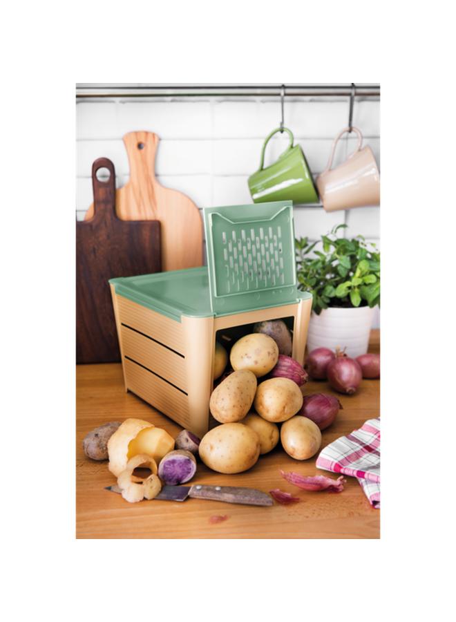 Snips Potato and Onion Keeper Storage Box with Air Ventilation Brown and Green 3kg - Image 2