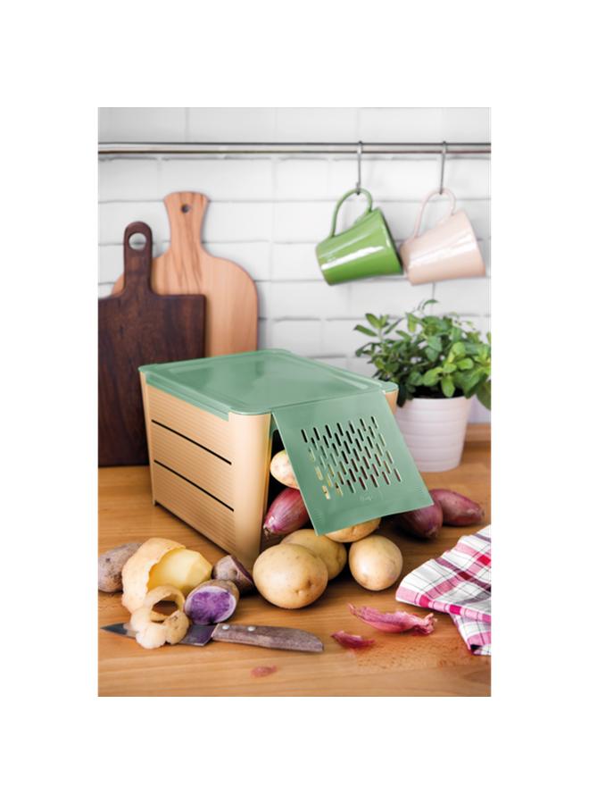 Snips Potato and Onion Keeper Storage Box with Air Ventilation Brown and Green 3kg - Image 1