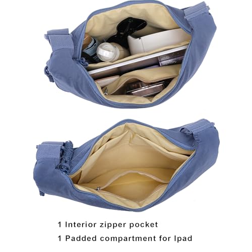 Sanxiner Crescent Crossbody Bags for Women Nylon Slouchy Sling Hobo Bag,Spacious Dumpling Shoulder Handbag Trending Cross Body Purses (1-Blue) - Image 3