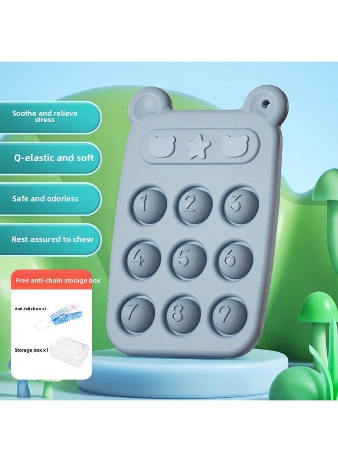 Baby Teething Toy Phone Shape Silicone Chewy Tooth Gel Anti-Eating Hand Training Grip Strengthener Intelligent Toys For Infants-Color:light Blue Ribbon PP Box Bracelet - Image 1