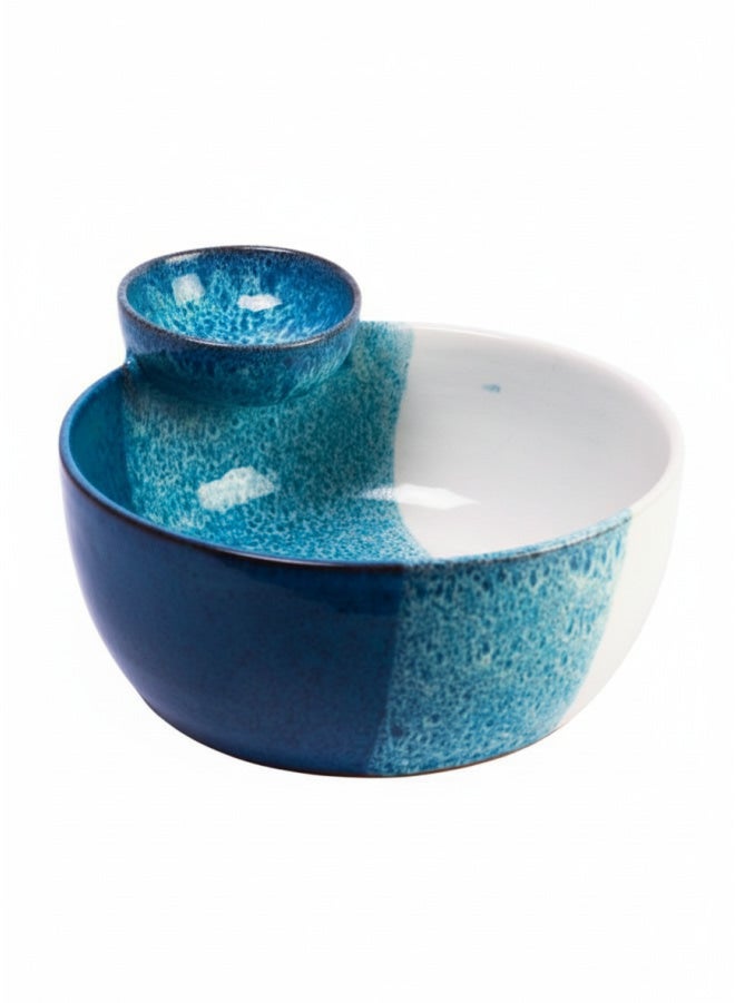 كذا هوم كاسا هوم سلطانية مقبلات سيراميك أزرق بحاملة صوص مدمجة وعاء 2-في-1 مصر - Image 2