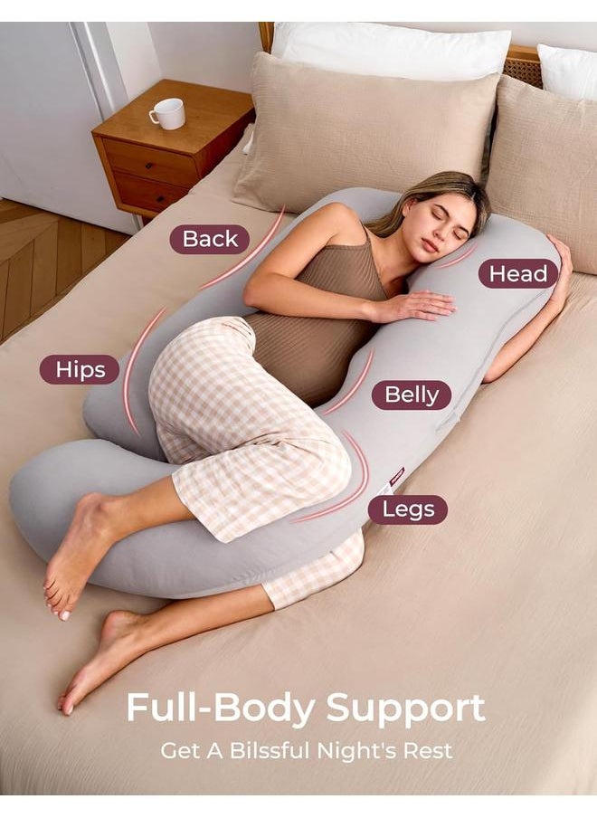 Y&D Pregnancy Pillows for Sleeping, U Shaped Full Body Maternity Pillow with Removable Cover - Support for Back, Legs, Belly, HIPS for Pregnant Women, 57 Inch Pregnancy Pillow for Women, Grey  - Image 2