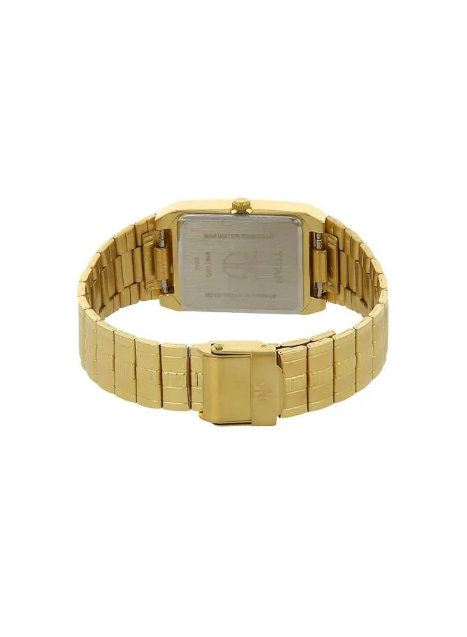 تيتان Men Analog Display Watch With Gold Metal Strap - 9151YM05
