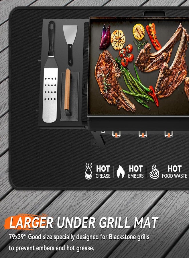 rumlick 79x39 inches Large Under Grill Mats for Blackstone, Double-Sided Fireproof Outdoor Grill Protective Mat, Oilproof Waterproof BBQ Fire Pit Fireplace Mat - Image 2