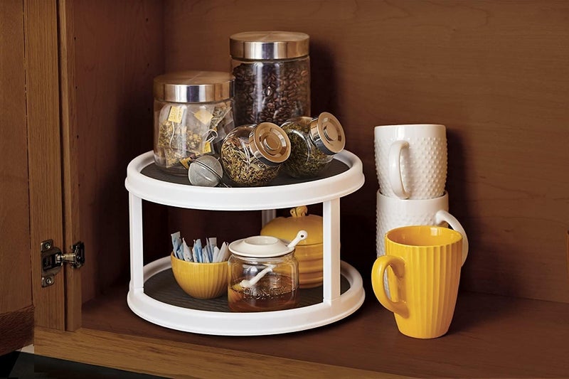 Gray Color 2-Layer 360° Rotating Organizer Tray Multi- Function Rotating Tray/Kitchen Organizer/Cosmetics Organizer.2025  - Image 5