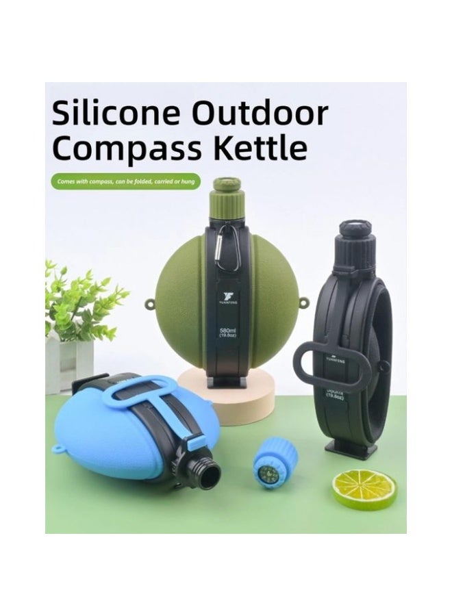 Military Water Bottle - Newly Designed Silicone Water Kettle Canteen with Compass Bottle Cap for Hiking Camping Outdoors, BPA Free 19.8 oz  - 580 ml - Image 3
