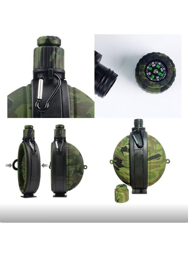 Military Water Bottle - Newly Designed Silicone Water Kettle Canteen with Compass Bottle Cap for Hiking Camping Outdoors, BPA Free 19.8 oz  - 580 ml - Image 5