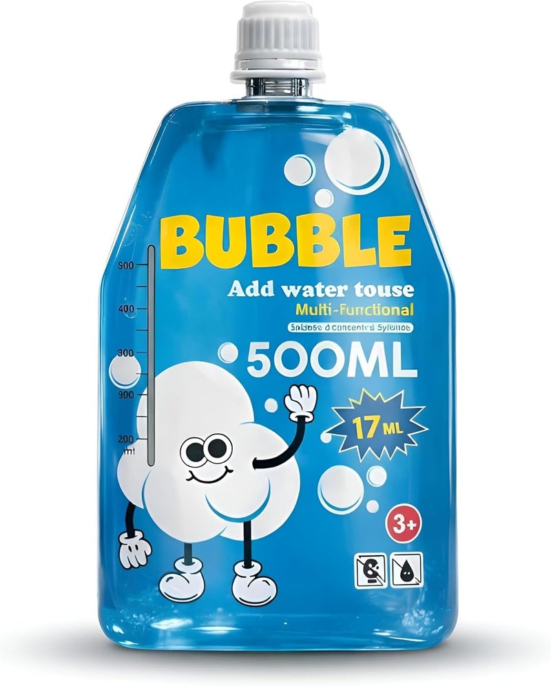 500ml Super Concentrated Bubble Juice Pouch – Eco-Friendly Bubble Machine Refill Liquid | Premium Long-Lasting Bubble Solution for Kids Outdoor Toys, Parties & Bubble Blowers