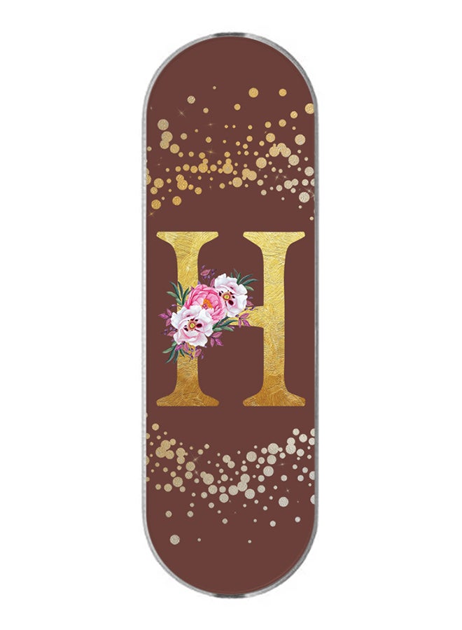 Stylizedd 3-In-1 Universal Mobile Phone Grip Holder- Custom Monogram Initial Letter Floral Pattern Alphabet - H (Brown)