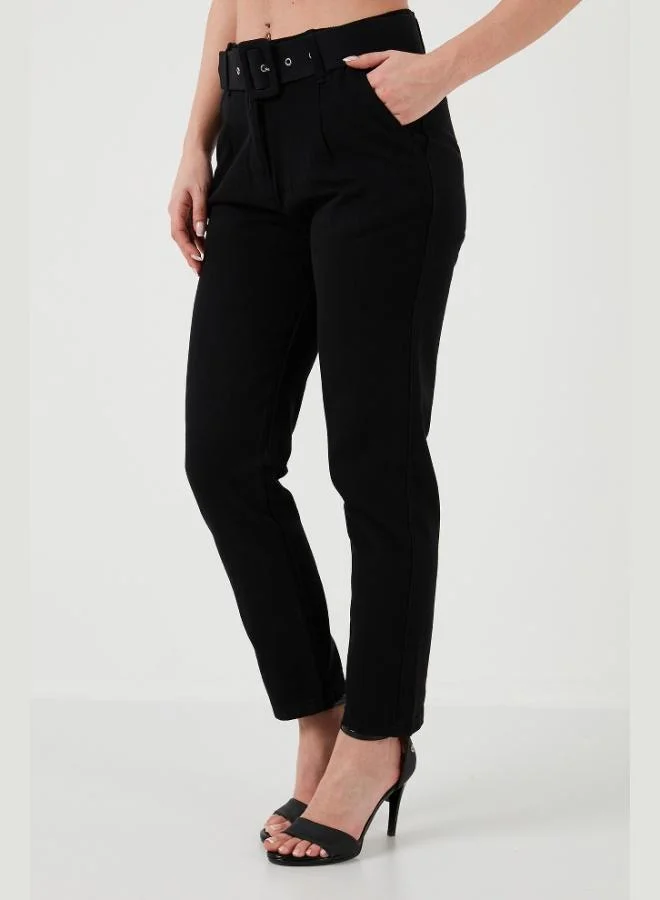 Lela Lela Cotton Normal Waist Regular Fit Belted Trousers Women's TROUSERS 668YP4152